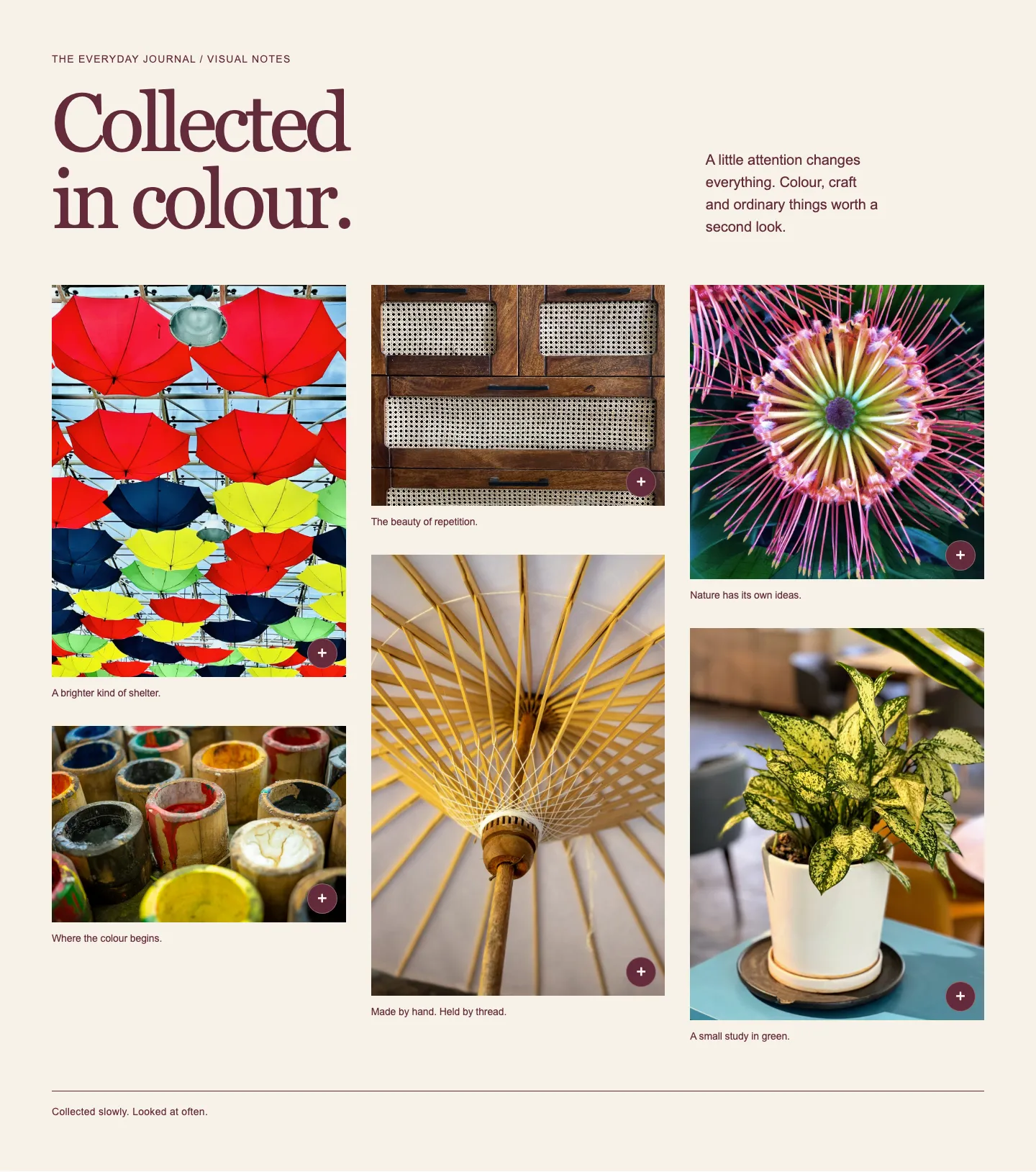 Collected in Colour, Designed appearance
