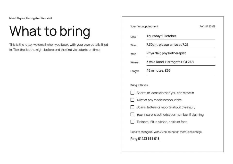 Appointment letter checklist rendered in Twenty Twenty-Five