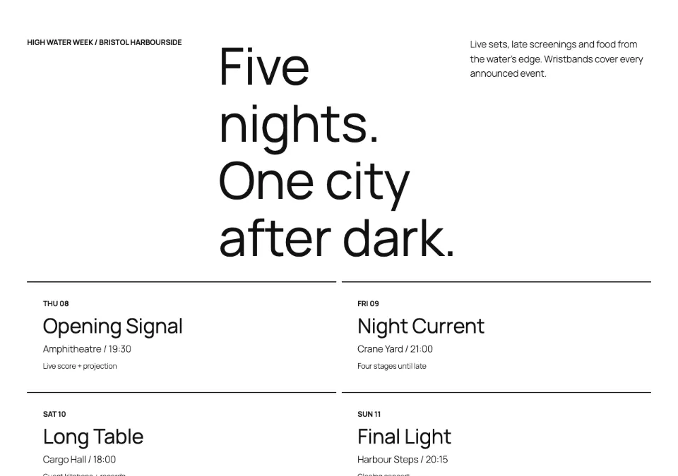 Festival bulletin rendered in Twenty Twenty-Five