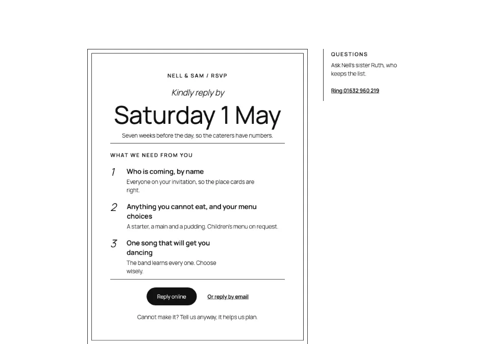 CTA RSVP reply card rendered in Twenty Twenty-Five
