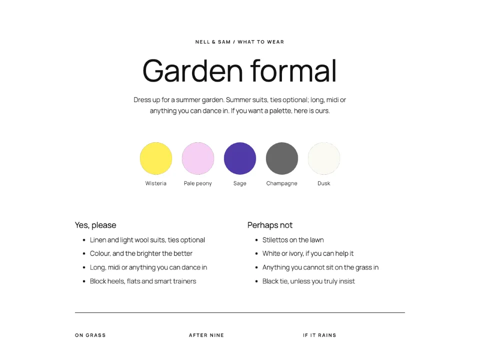 Dress code swatches rendered in Twenty Twenty-Five