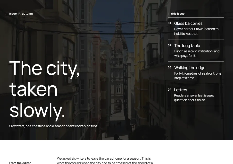Editorial cover contents in Twenty Twenty-Five