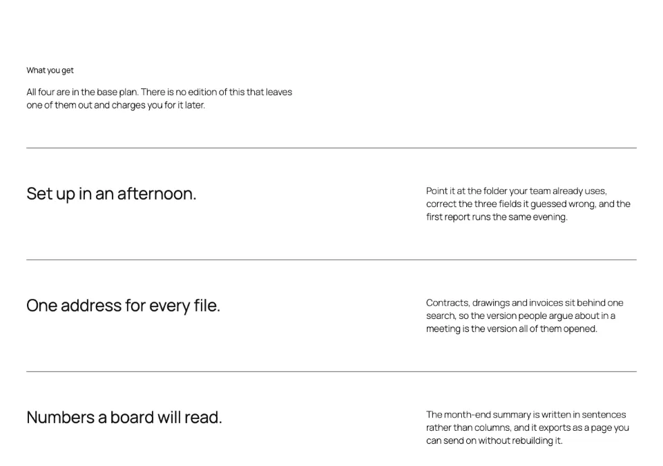 Feature rows rendered in Twenty Twenty-Five