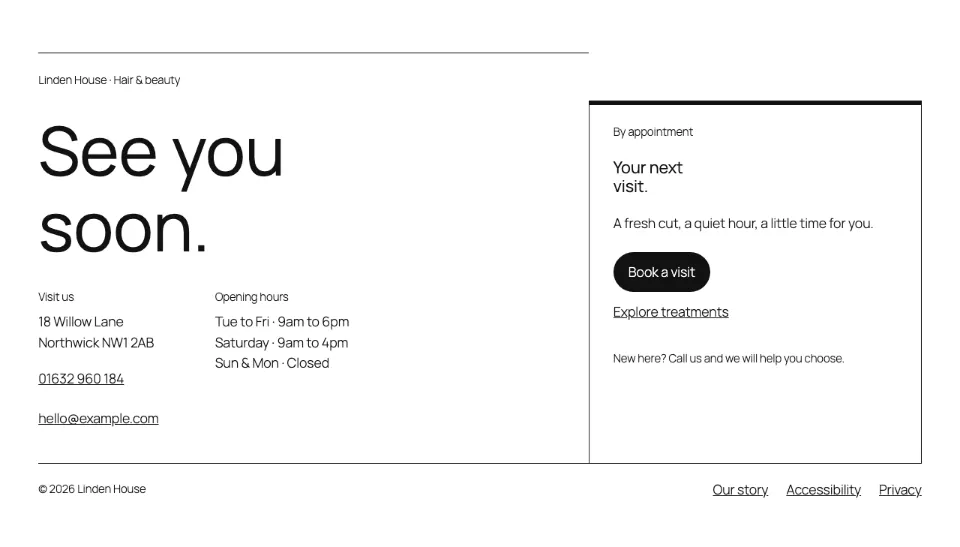 Footer booking fold in Twenty Twenty-Five