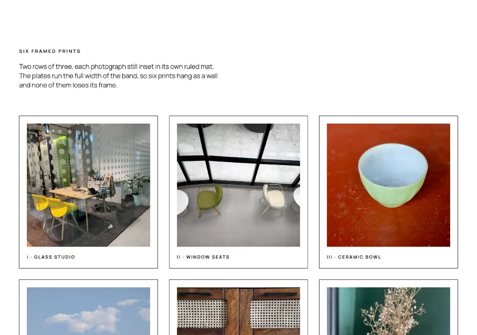 Six framed prints in Twenty Twenty-Five
