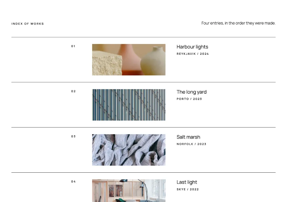 Gallery ledger rendered in Twenty Twenty-Five