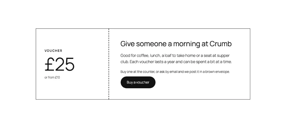 Gift voucher ticket rendered in Twenty Twenty-Five