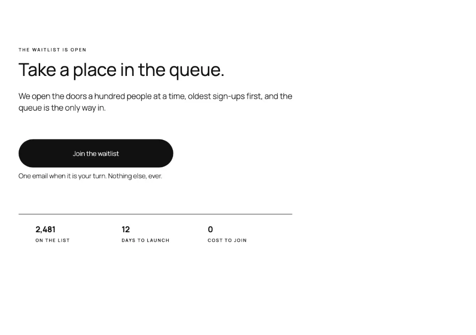 Waitlist hero rendered in Twenty Twenty-Five