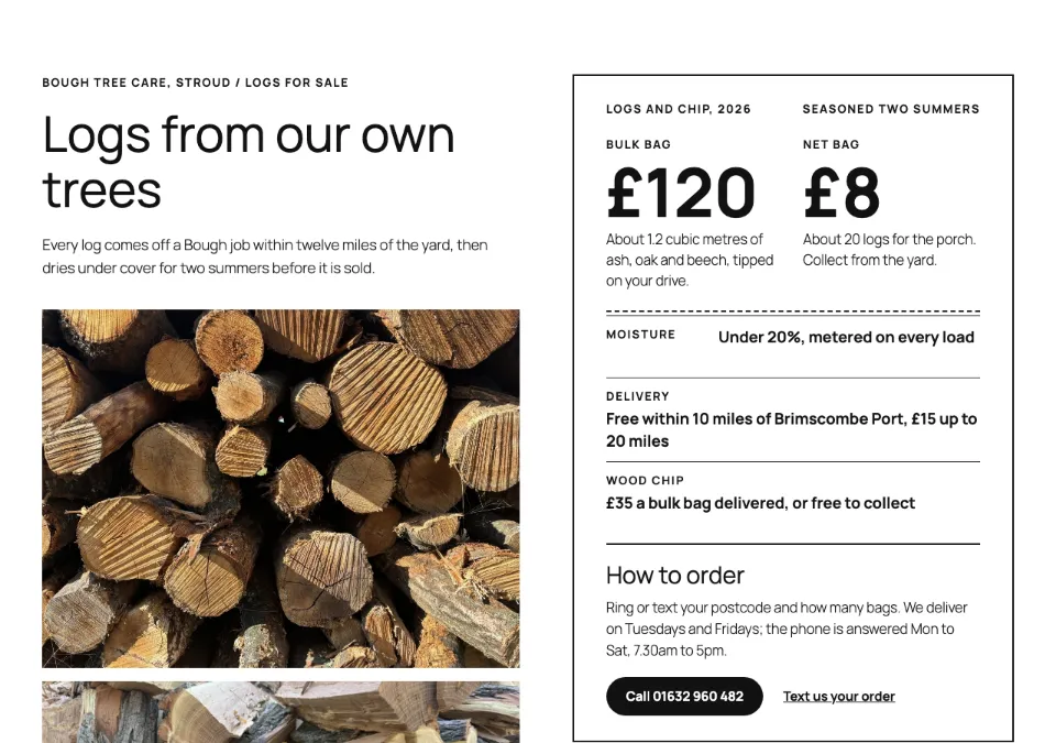 Logs for sale ticket rendered in Twenty Twenty-Five