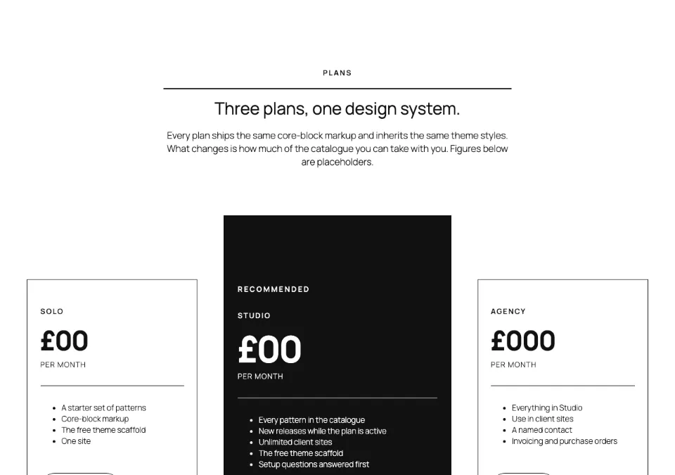 Pricing tiers in Twenty Twenty-Five
