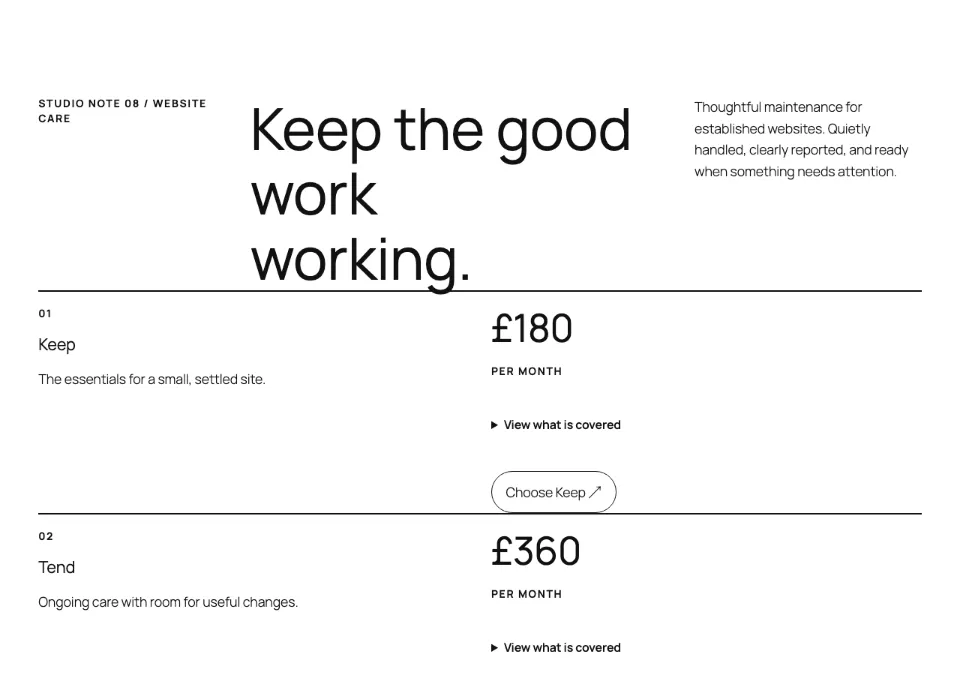 Website care rendered in Twenty Twenty-Five