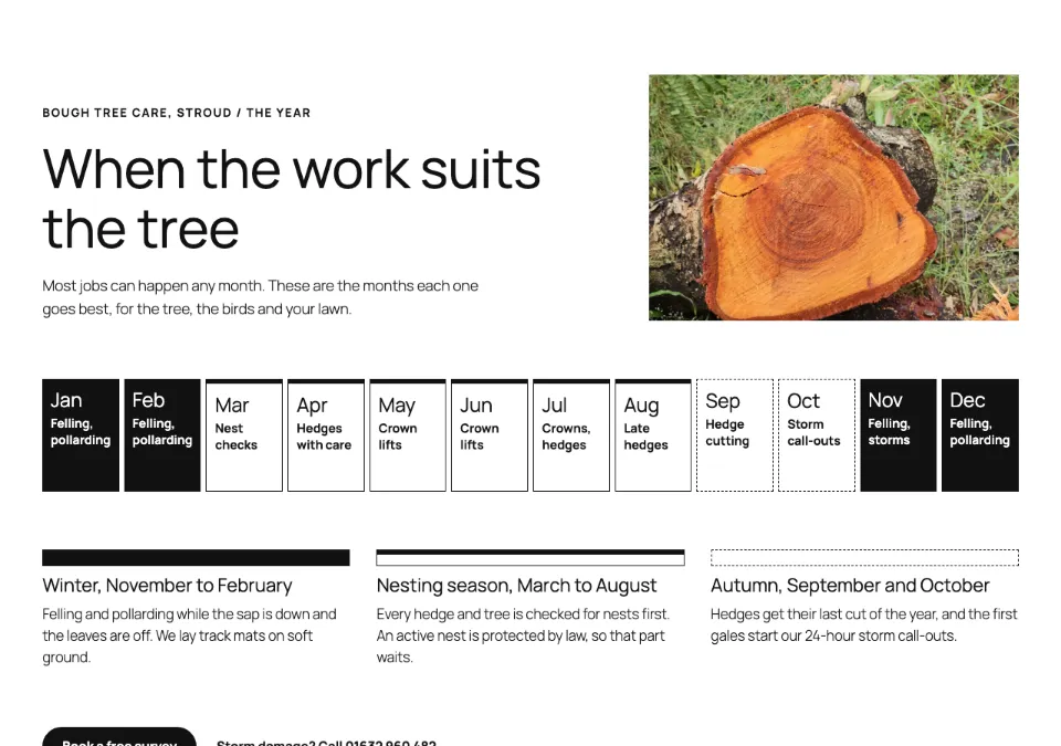 Season calendar strip rendered in Twenty Twenty-Five