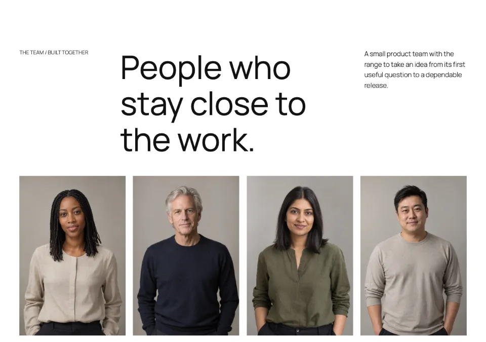 Product team roster rendered in Twenty Twenty-Five
