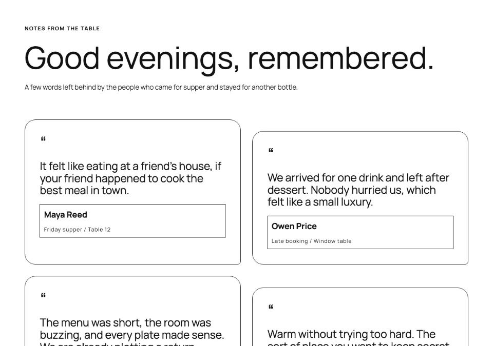 Notes from the Table rendered in Twenty Twenty-Five