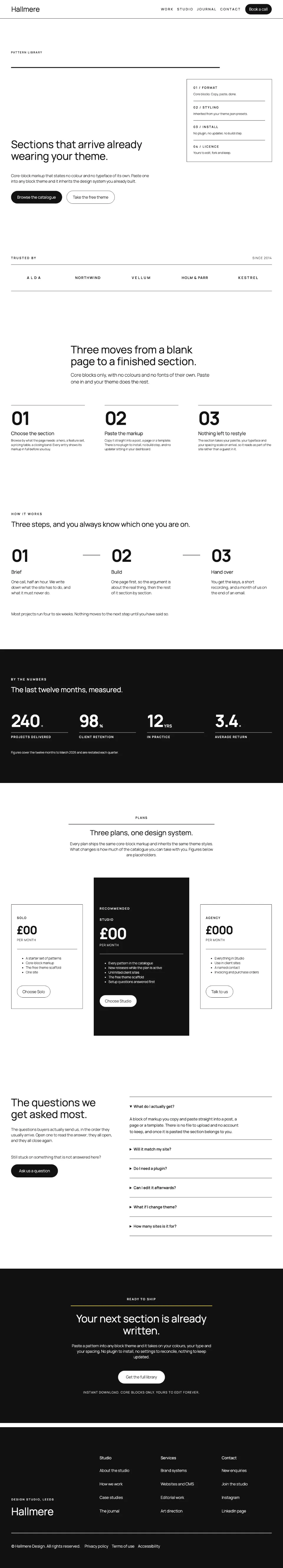 SaaS landing page rendered in Twenty Twenty-Five