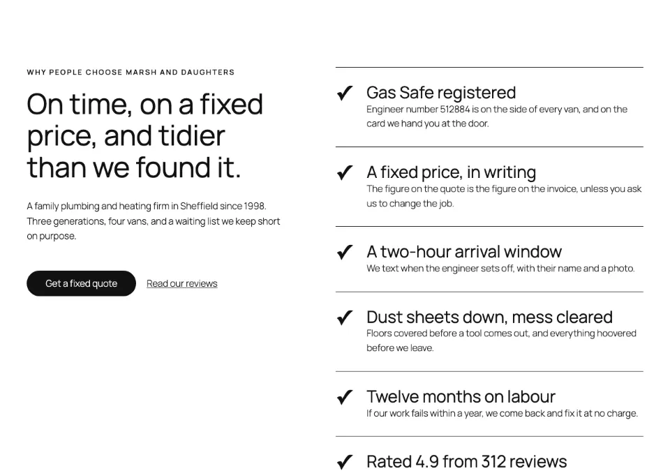 Why choose us checklist rendered in Twenty Twenty-Five